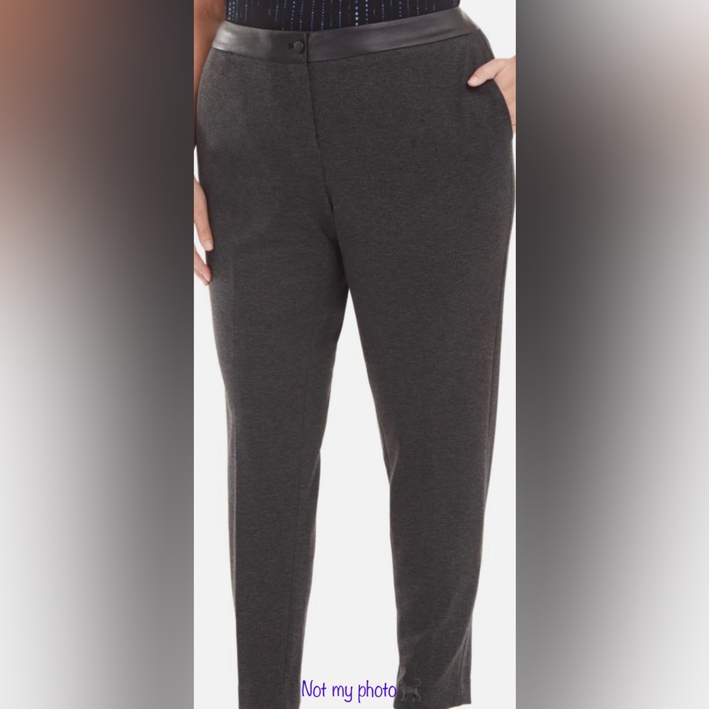 Faux leather waisted, agender, grey pants. Size 20W by Calvin Klein